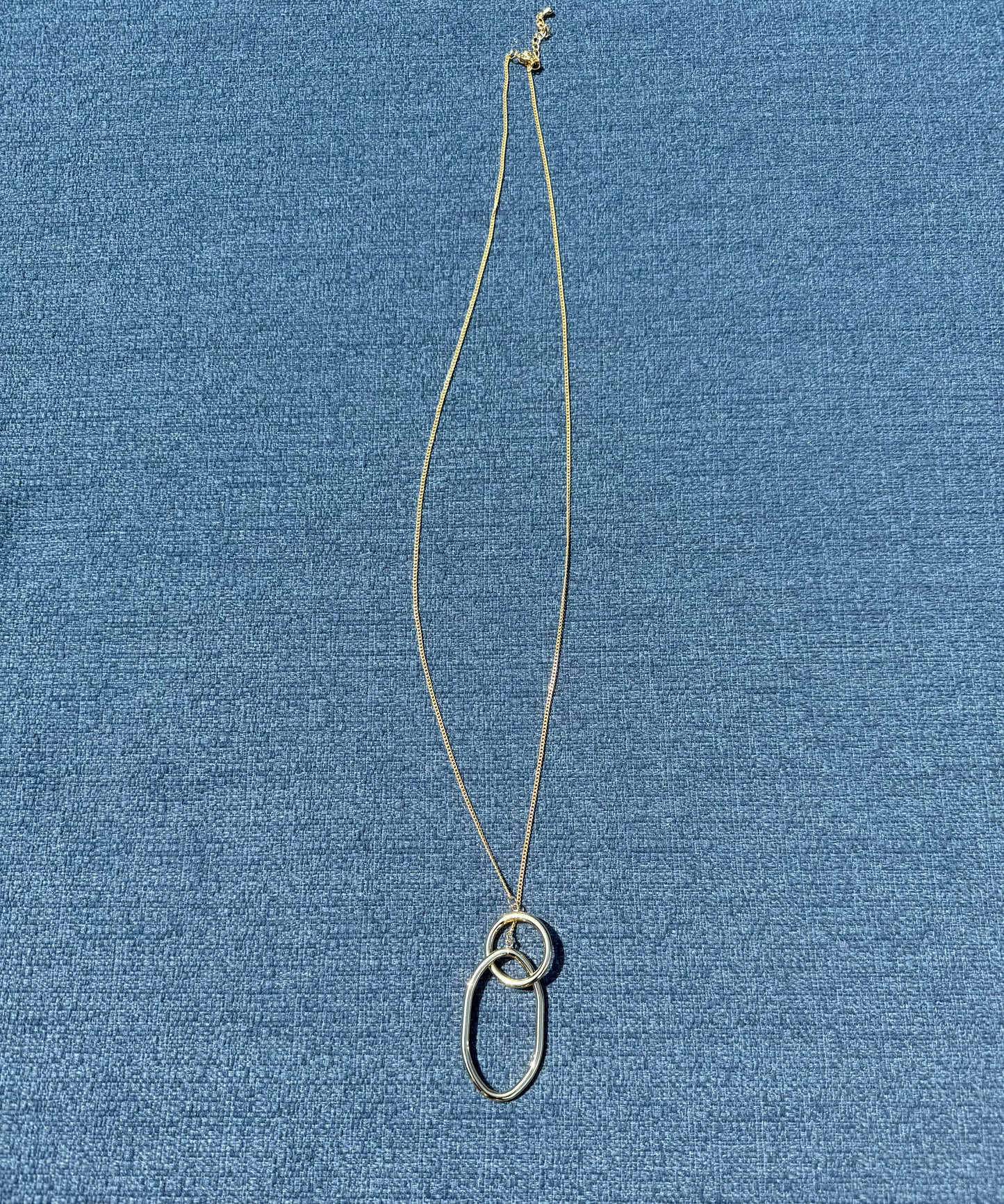 Long Gold chain Necklace with intersecting rings