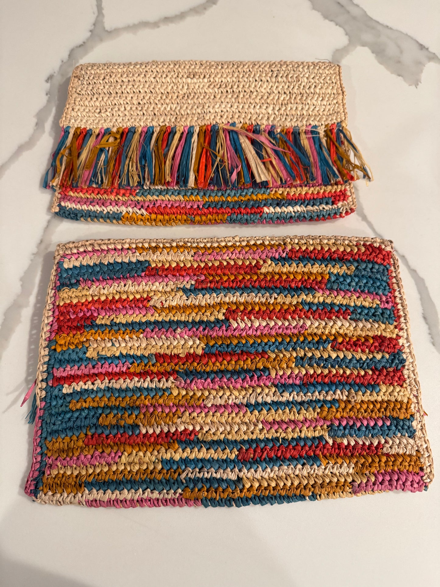 coco crochet straw clutch - multi