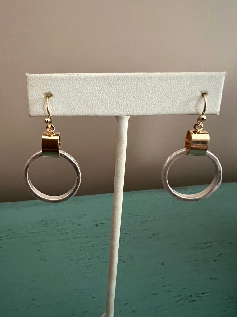 silver hoops with gold detail