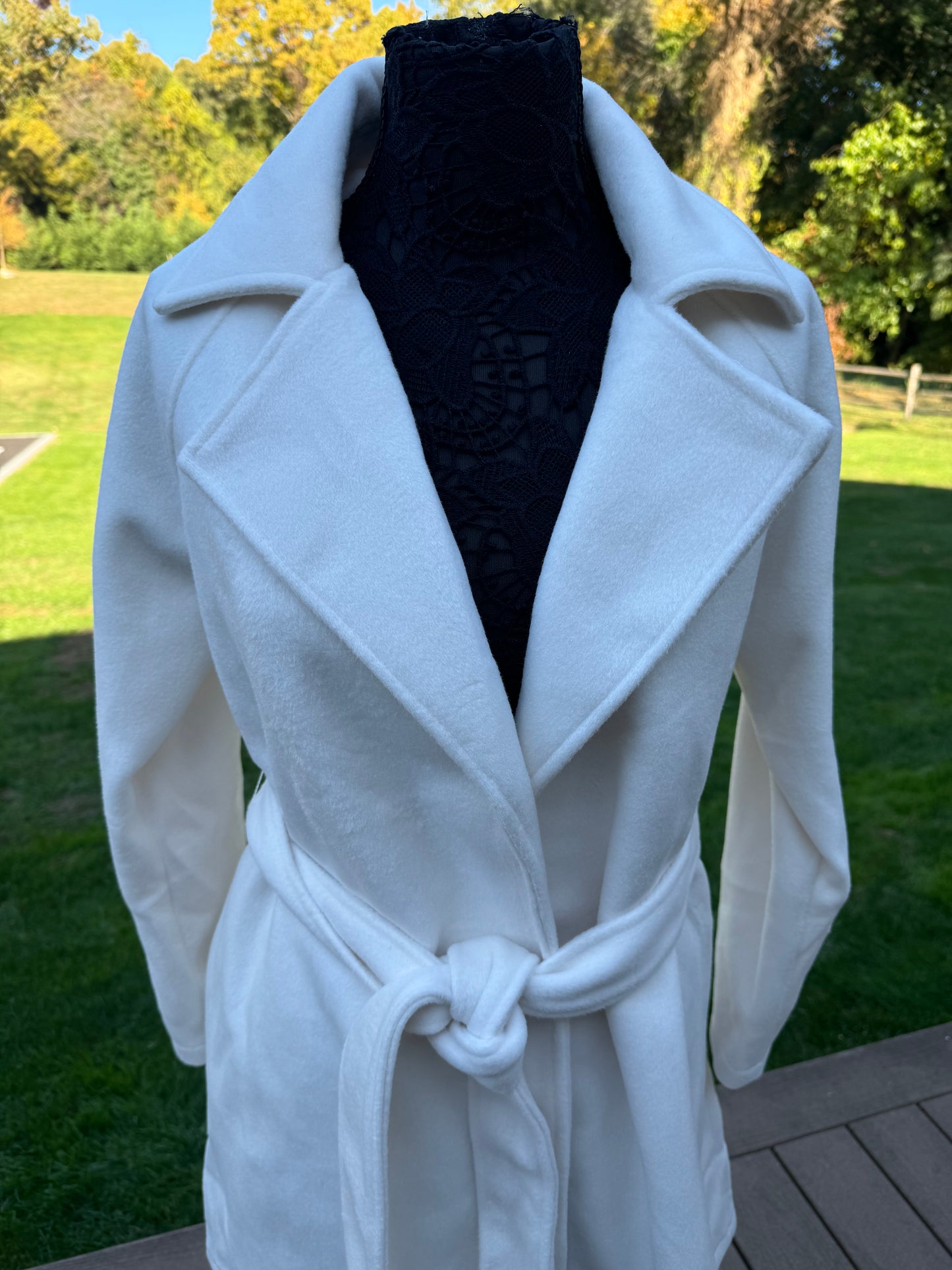 Lapel Collar Robe coat-Winter White