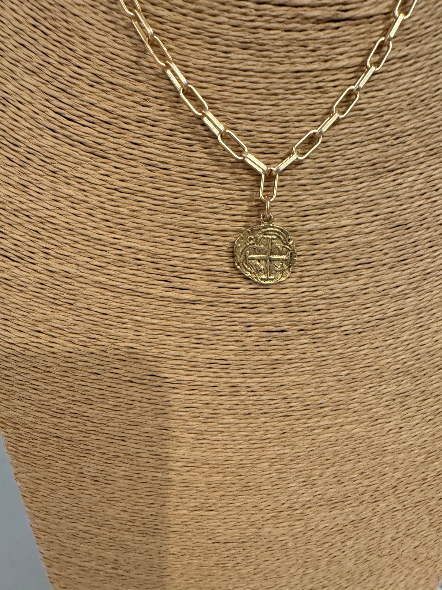 Paper clip Necklace with coin pendent