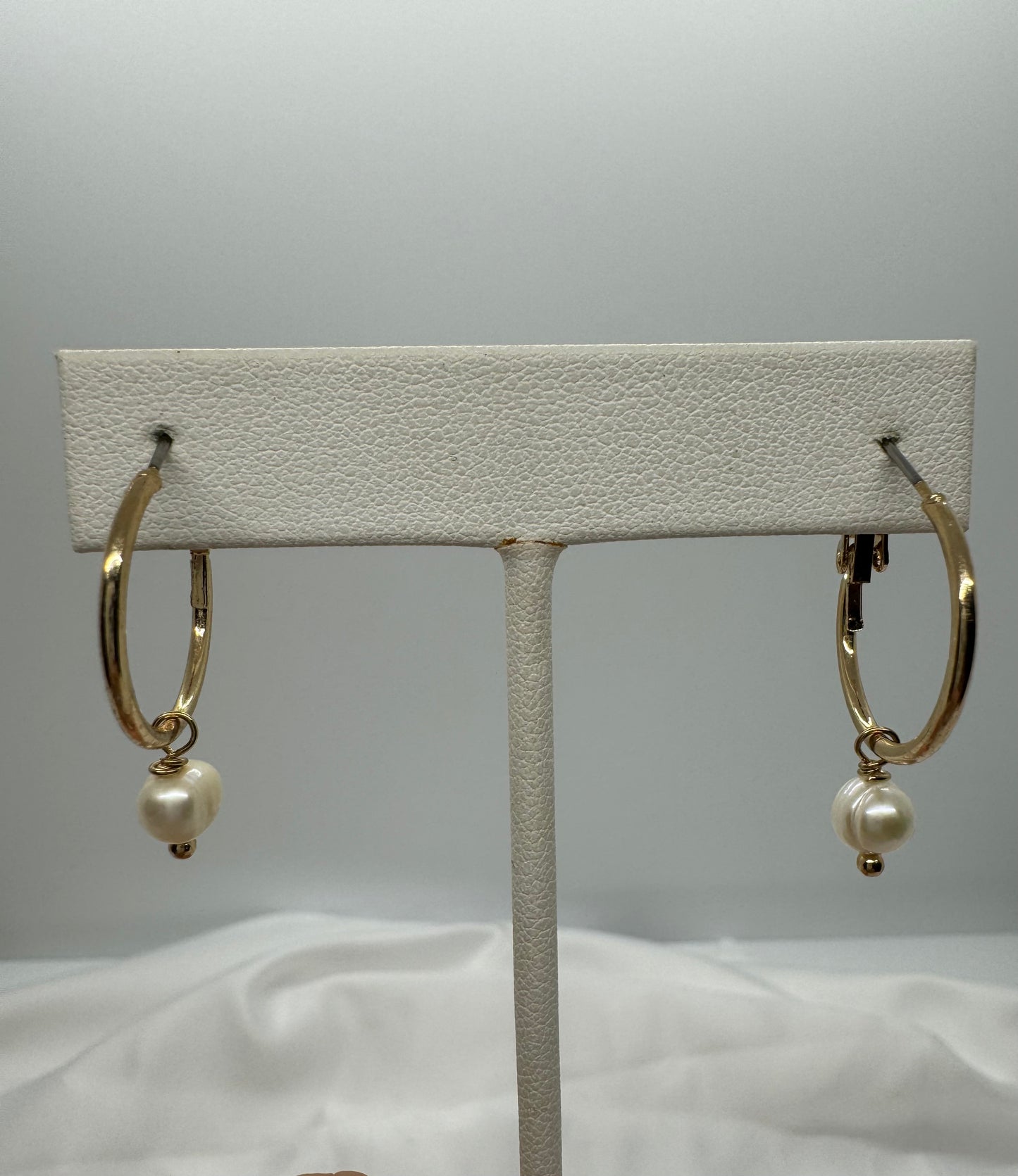 metal hoops with pearl drop