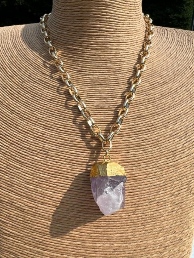 Gold Plated chain with Amethyst Nugget