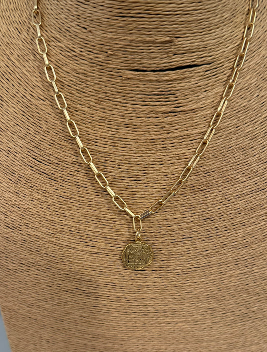 Paper clip Necklace with coin pendent