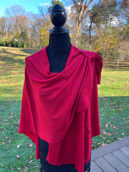 light weight wrap with self fabric tab= Red