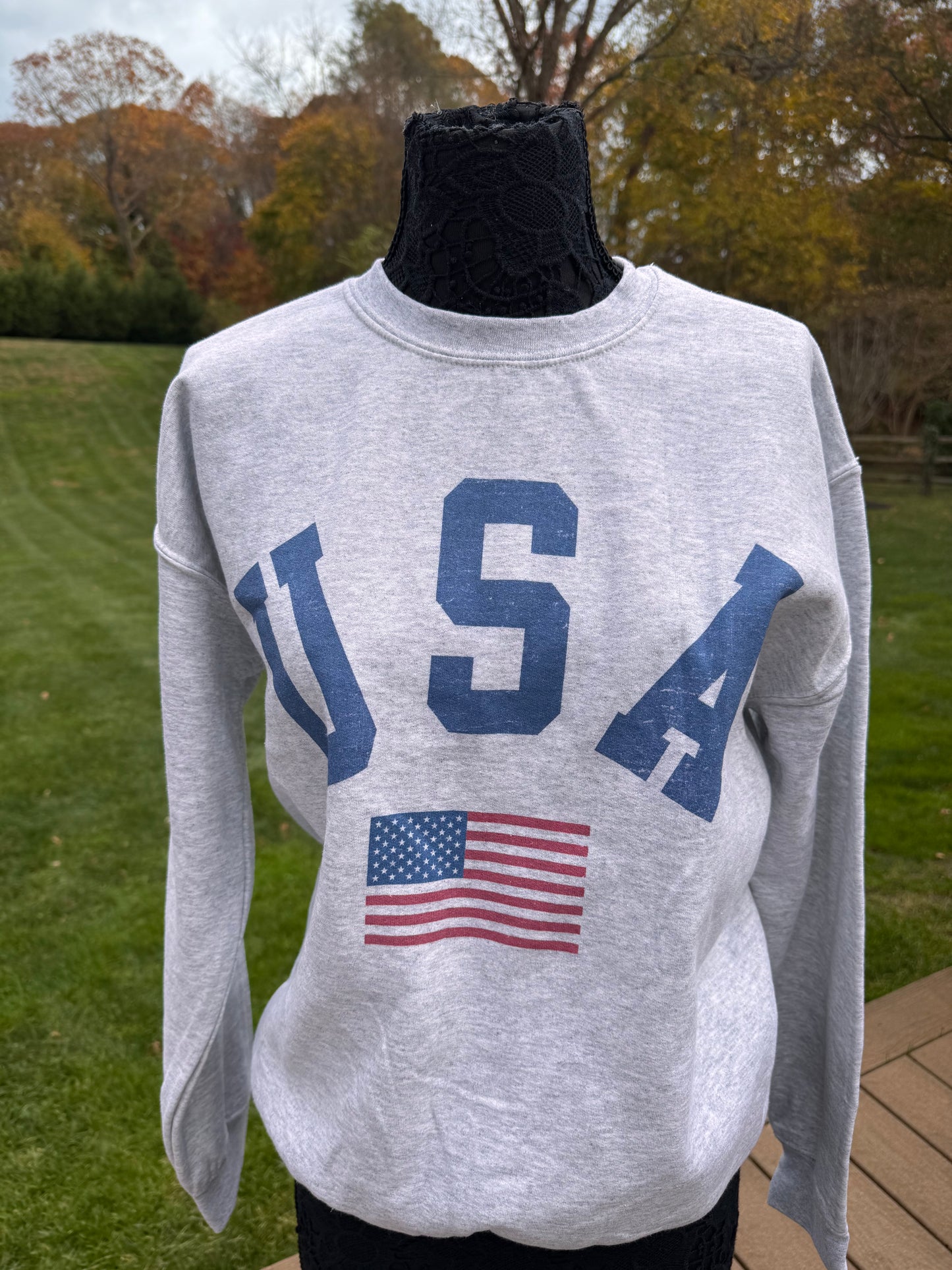 USA Sweatshirt- Heathered Grey