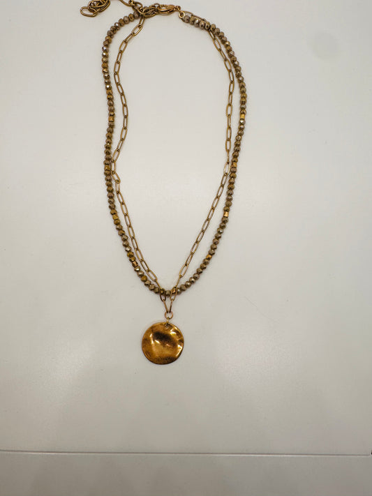 double stand necklace with pendant