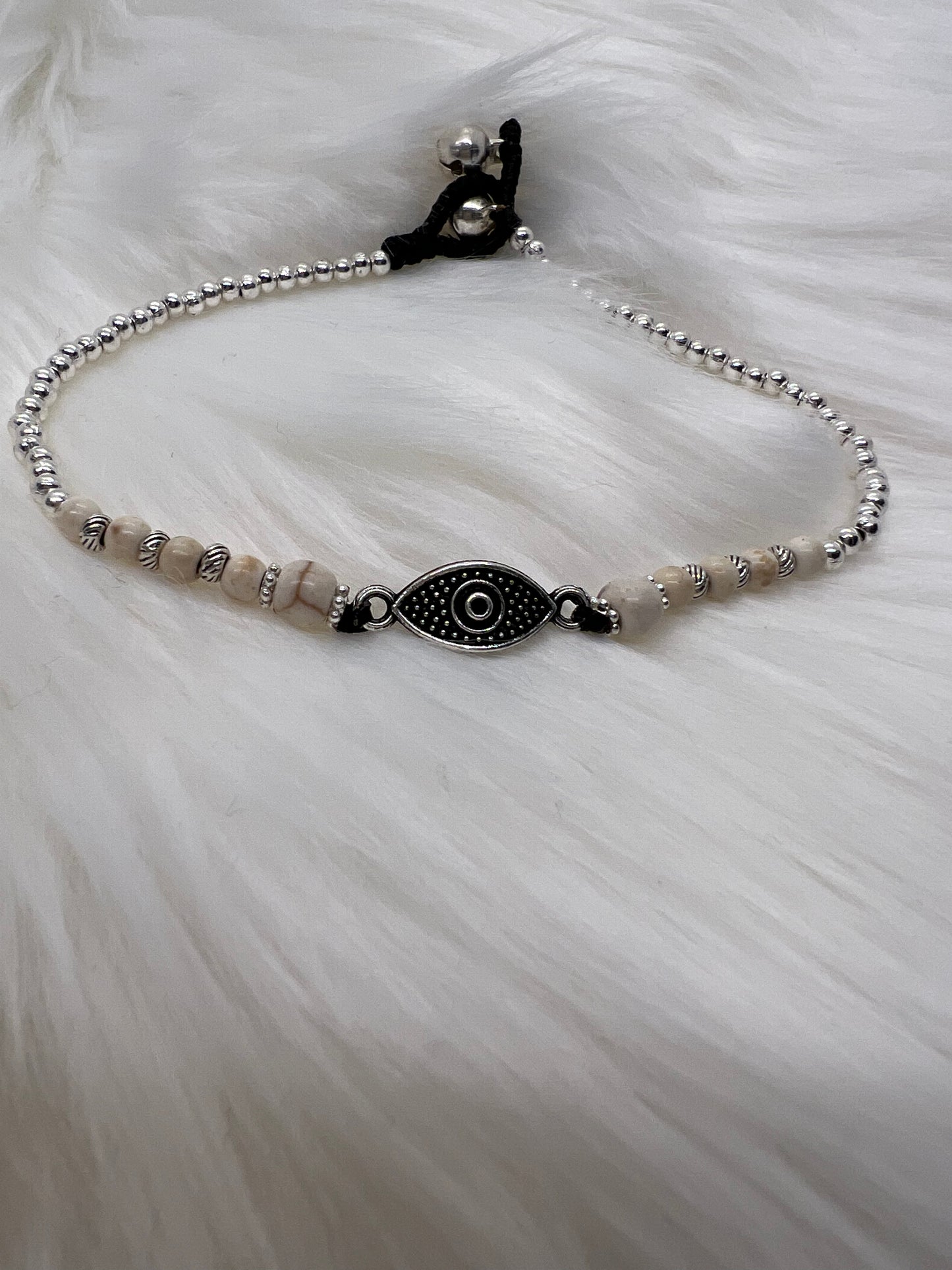 Ankle Bracelet- evil eye white