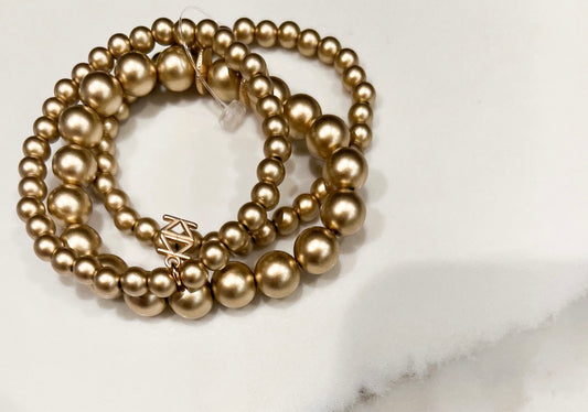Trio of matte gold bracelets- Stretchy