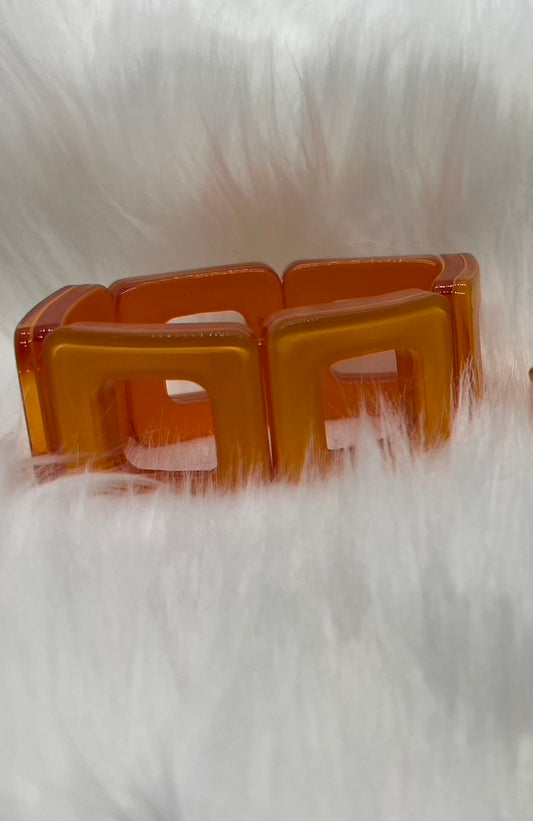 Two tone acetate stretchy bangle- orange
