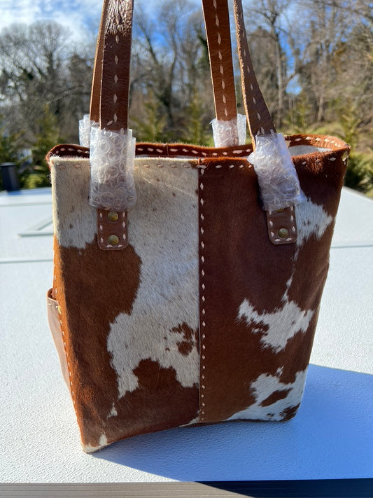 Hair on Leather Tote-Brown