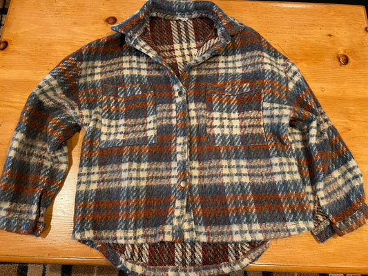 Blue/Brick multi plaid Shacket