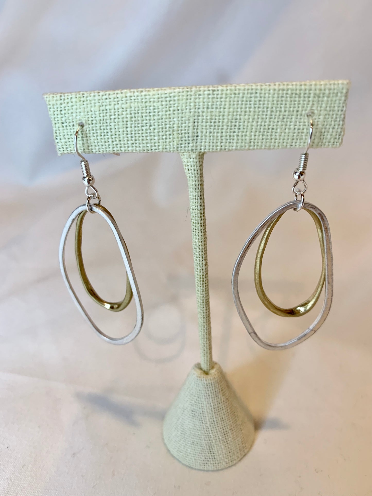 mixed metal double hoop earrings